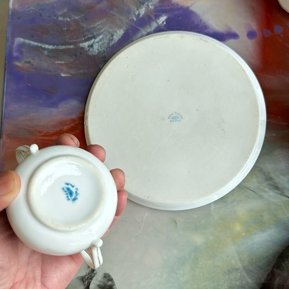 Vintage 1920s Nippon porcelain suger salt pepper set on plate - Picture 5 of 8